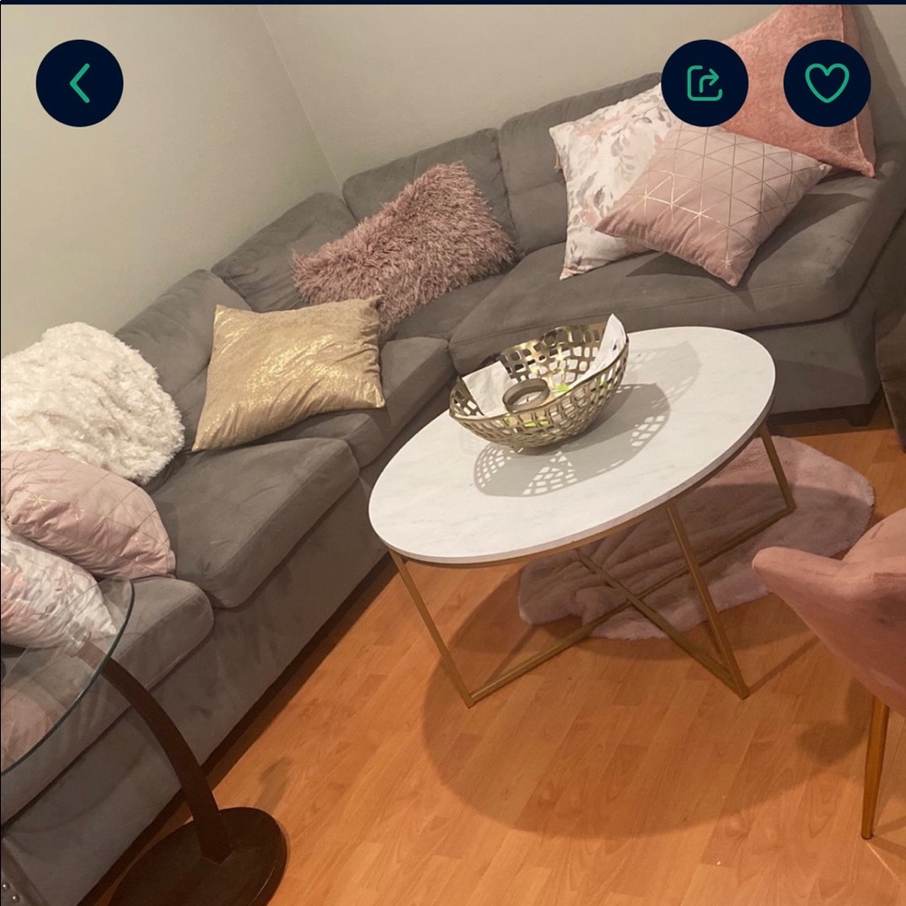 Gray, suede couches